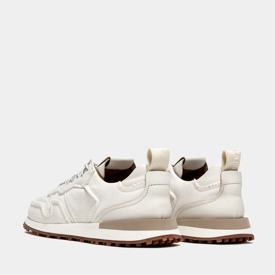 BUTTERO: FUTURA SNEAKERS IN PADDED WHITE CANVAS