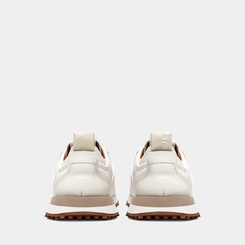 BUTTERO: FUTURA SNEAKERS IN PADDED WHITE CANVAS