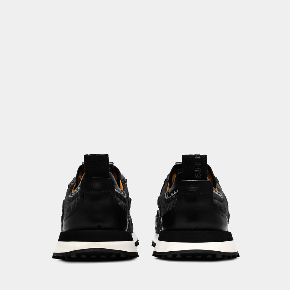 BUTTERO: FUTURA SNEAKERS IN PADDED BLACK CANVAS