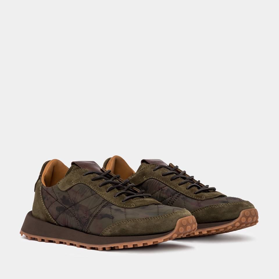 BUTTERO: BASKET FUTURA EN NYLON ET EN DAIM MILITAIRE