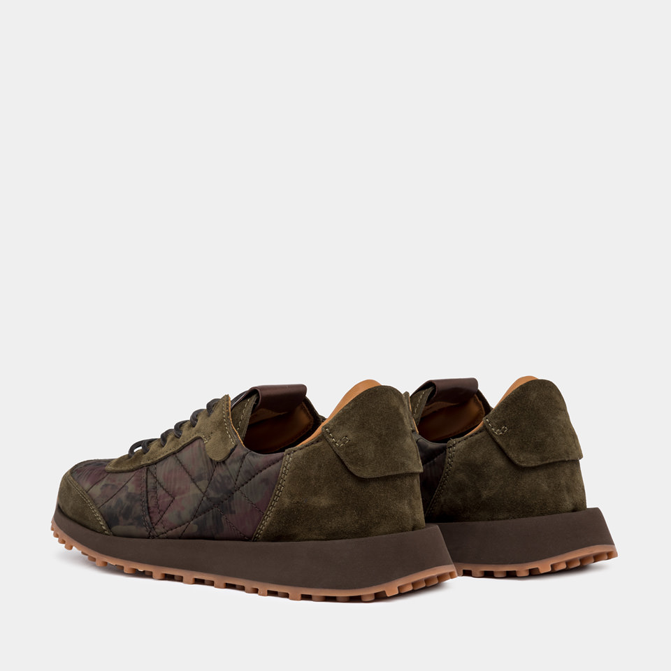 BUTTERO: BASKET FUTURA EN NYLON ET EN DAIM MILITAIRE