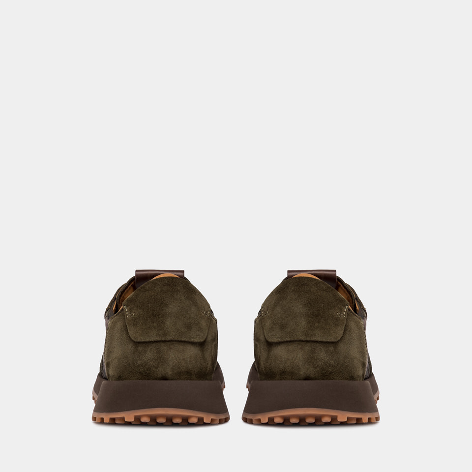 BUTTERO: BASKET FUTURA EN NYLON ET EN DAIM MILITAIRE