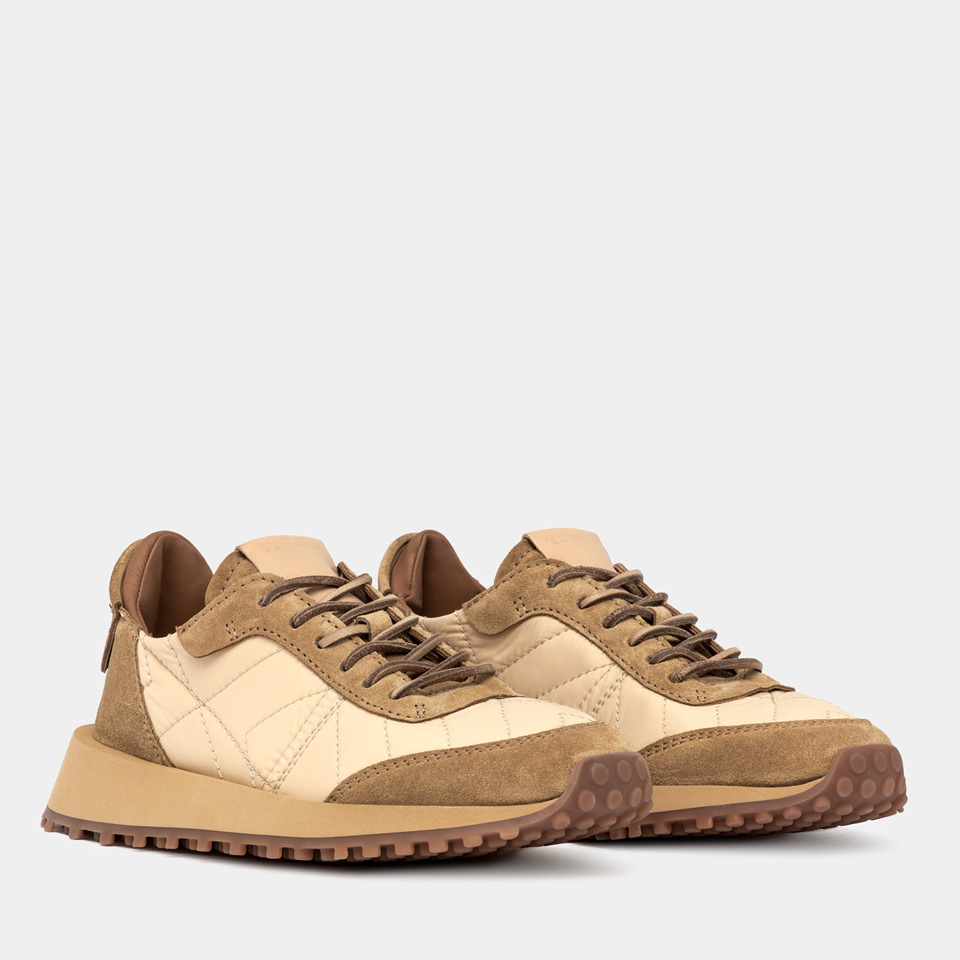 BUTTERO: BASKET FUTURA  EN NYLON ET DAIM CUIVRE