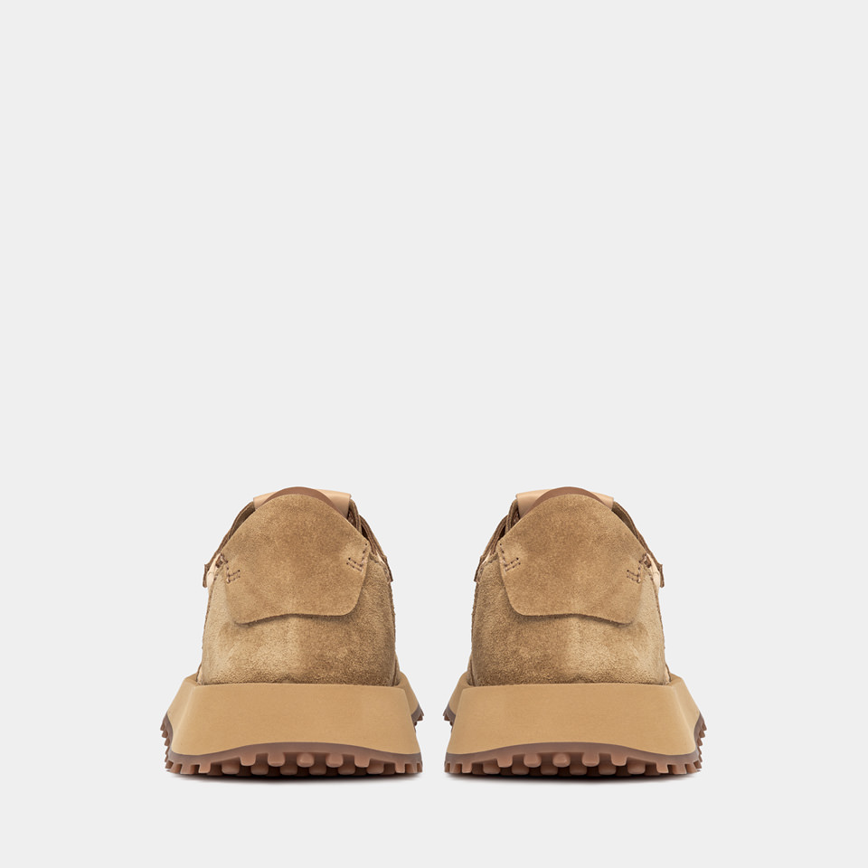 BUTTERO: BASKET FUTURA  EN NYLON ET DAIM CUIVRE