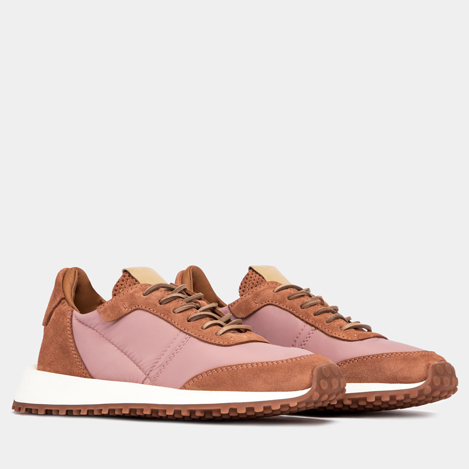 BUTTERO: FUTURA SNEAKERS IN NYLON AND SUEDE TAN