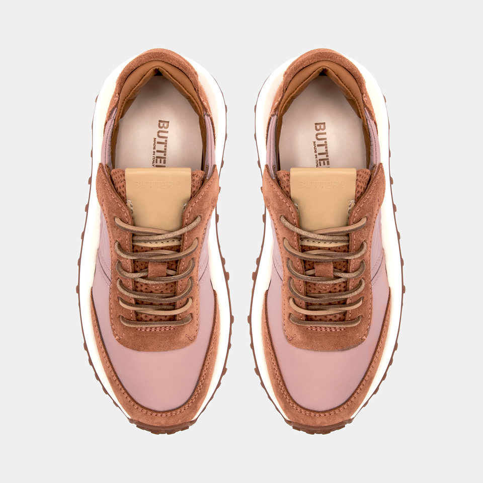BUTTERO: FUTURA SNEAKERS IN NYLON AND SUEDE TAN