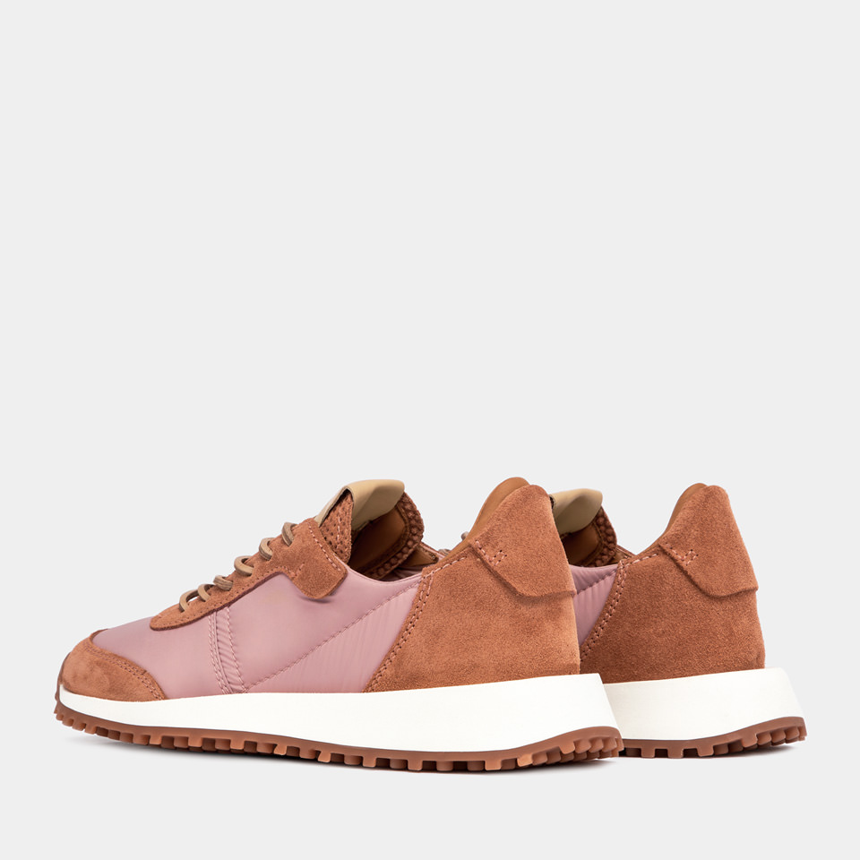 BUTTERO: FUTURA SNEAKERS IN NYLON AND SUEDE TAN