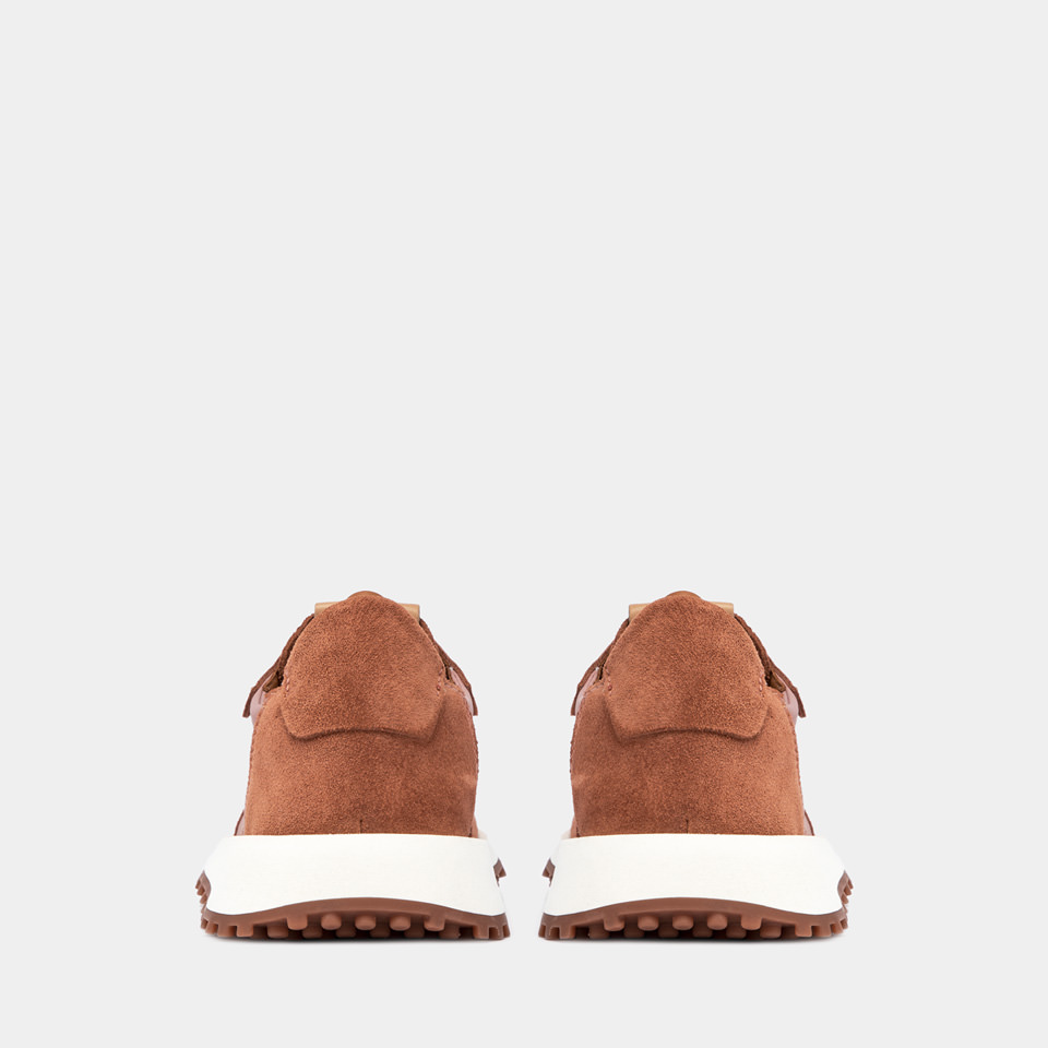 BUTTERO: FUTURA SNEAKERS IN NYLON AND SUEDE TAN