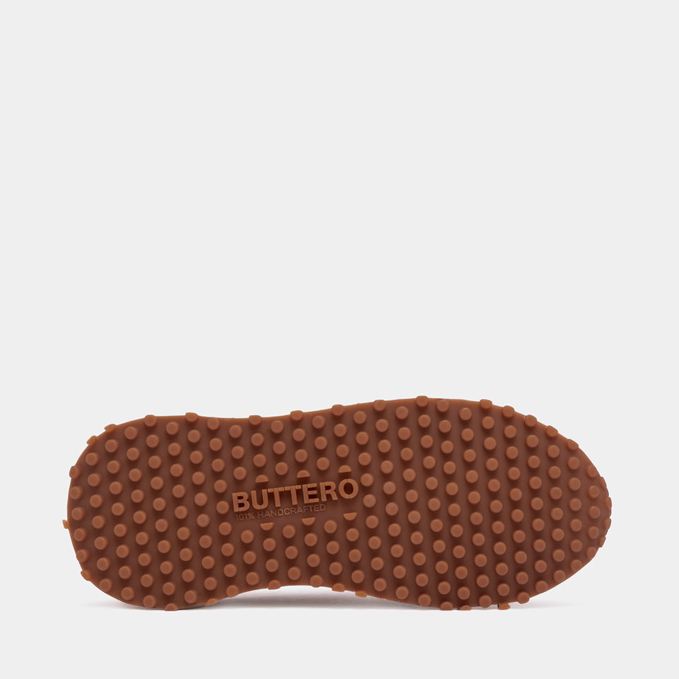 BUTTERO: FUTURA SNEAKERS IN NYLON AND SUEDE TAN