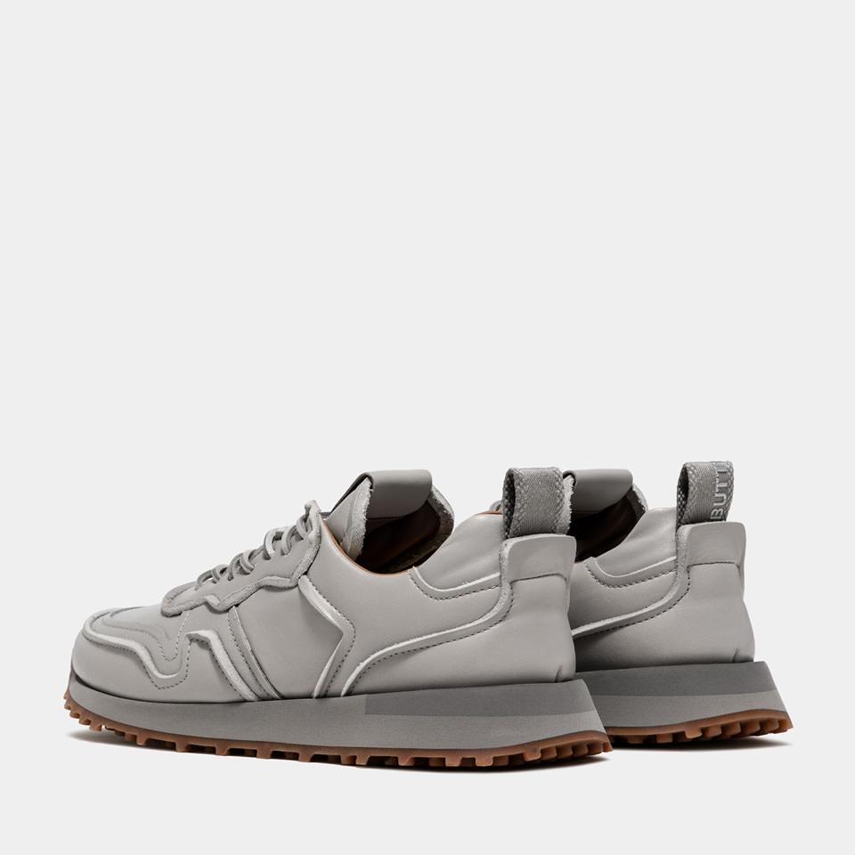 BUTTERO: FUTURA SNEAKERS IN PADDED GRAY LEATHER