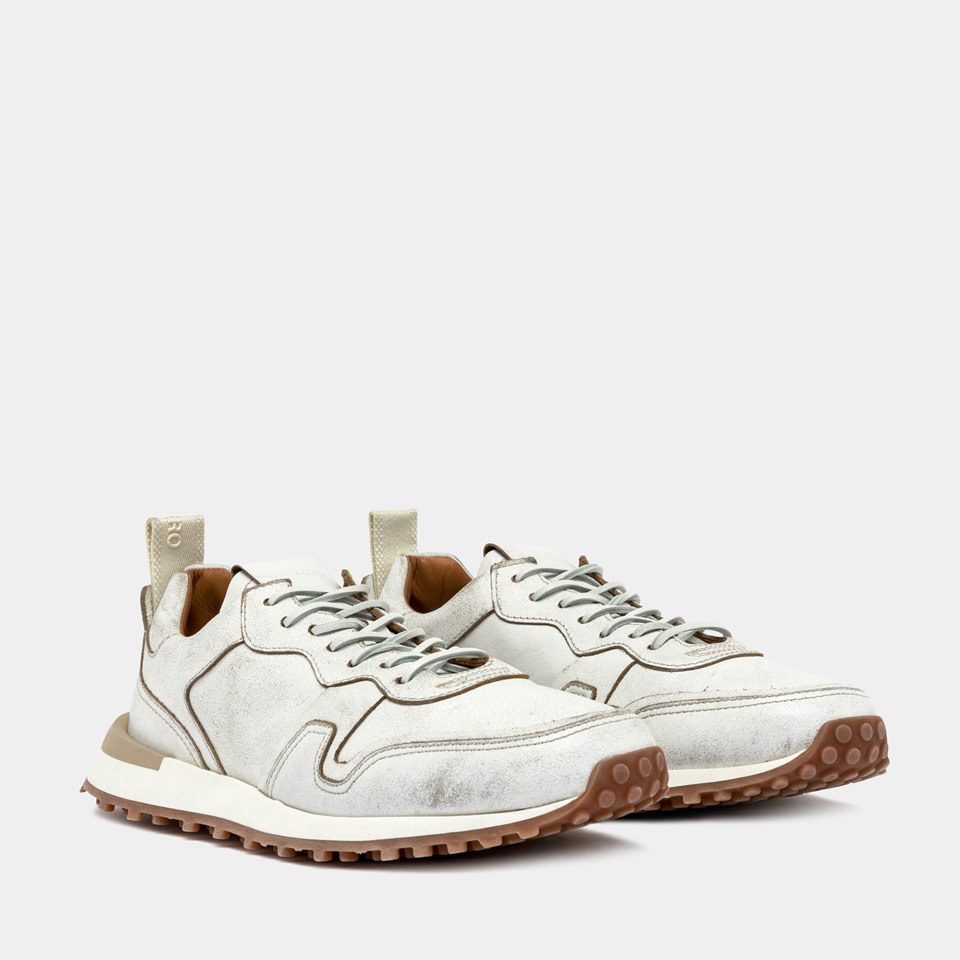 BUTTERO: BASKET FUTURA EN CUIR BLANC USED 