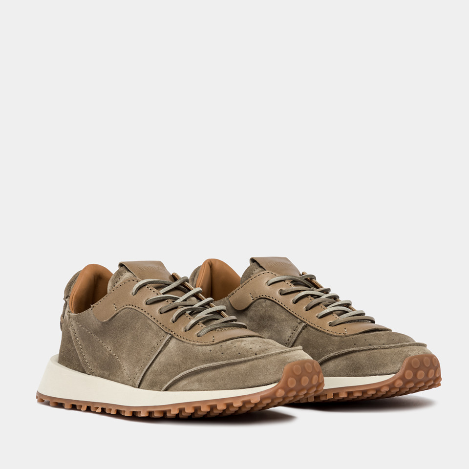 BUTTERO: FUTURA SNEAKERS IN COCONUT BROWN SUEDE