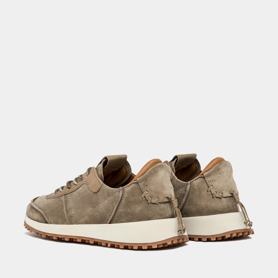 BUTTERO: FUTURA SNEAKERS IN COCONUT BROWN SUEDE