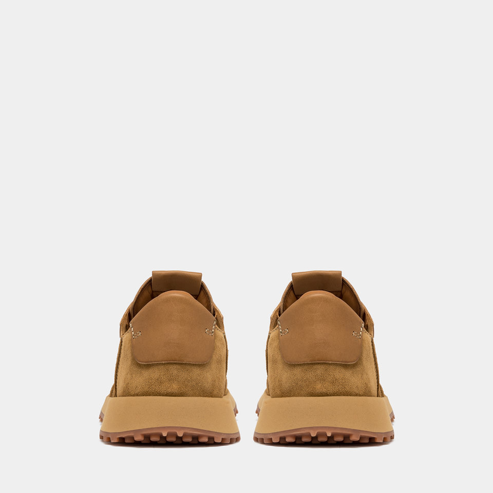 BUTTERO: FUTURA SNEAKERS IN COPPER BROWN SUEDE