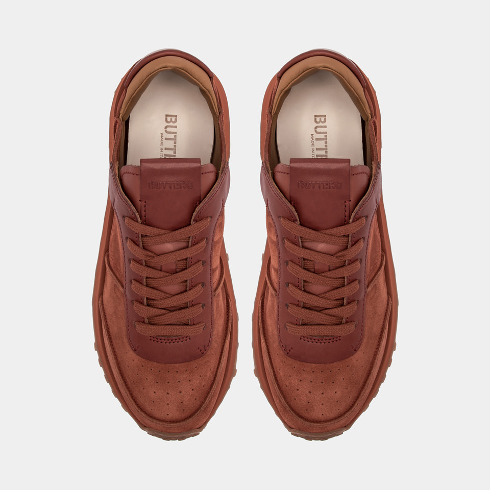 BUTTERO: SNEAKERS FUTURA IN SUEDE RUST