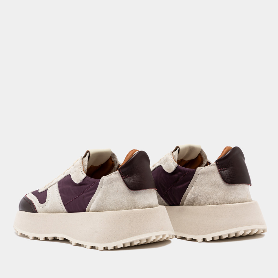 BUTTERO: FUTURA X SNEAKERS IN BURGUNDY SUEDE AND NYLON