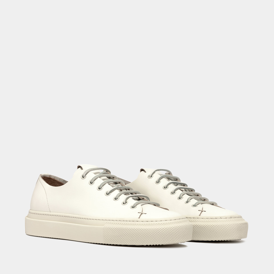 BUTTERO: SNEAKERS TANINA IN PELLE BIANCO