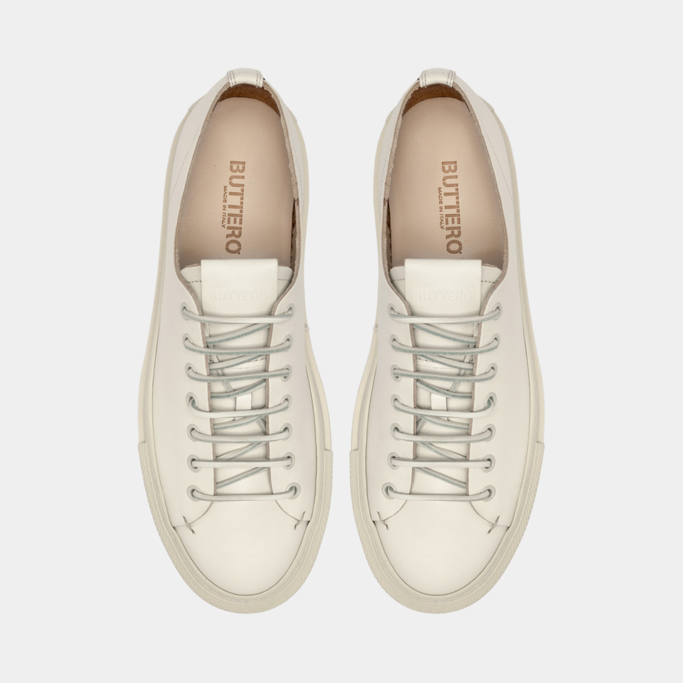 BUTTERO: BASKET TANINA EN CUIR BLANC