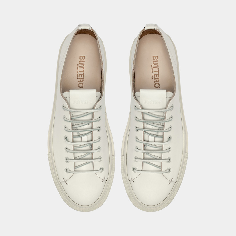 BUTTERO: TANINO SNEAKERS IN WHITE LEATHER
