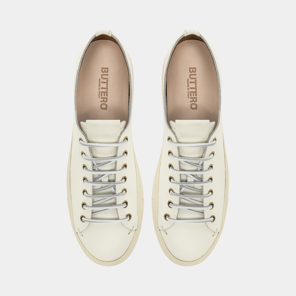 BUTTERO: TANINO SNEAKERS IN WHITE LEATHER