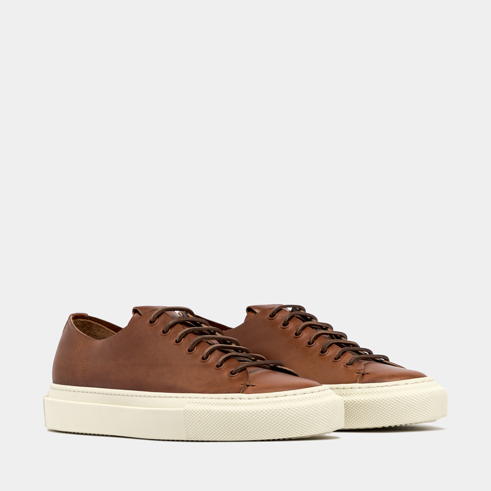 BUTTERO: TANINO SNEAKERS IN NATURAL COLOR LEATHER