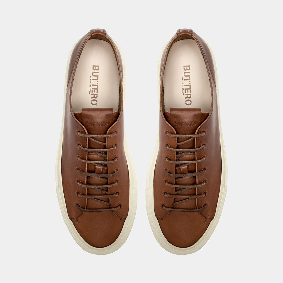 BUTTERO: SNEAKERS TANINO IN PELLE CUOIO