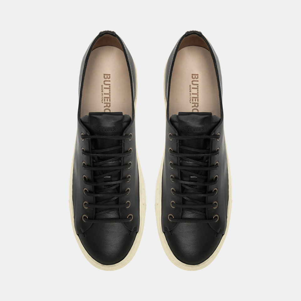 BUTTERO: TANINO SNEAKERS IN BLACK LEATHER