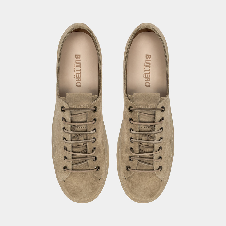 BUTTERO: TANINO SNEAKERS IN BEIGE SUEDE