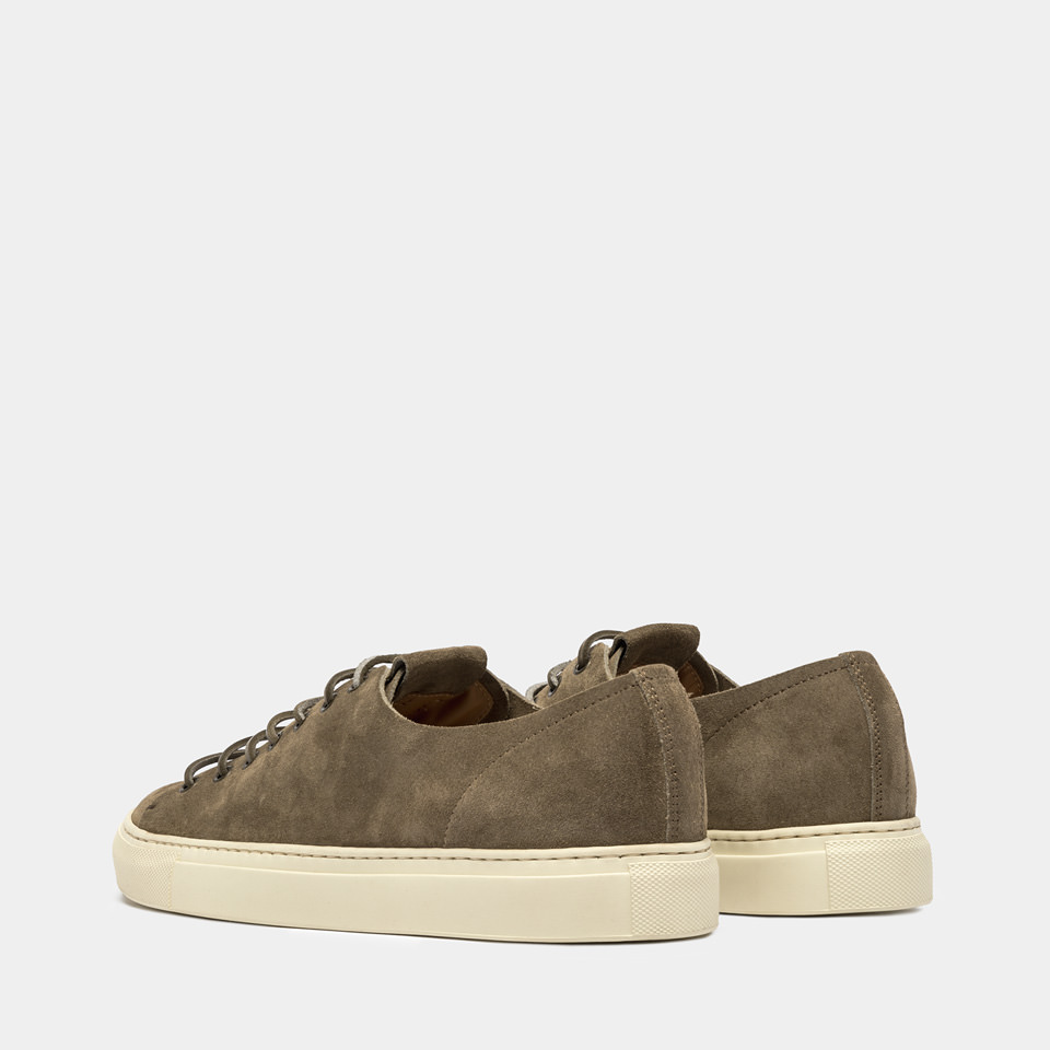 BUTTERO: TANINO SNEAKERS IN LEAD GRAY SUEDE