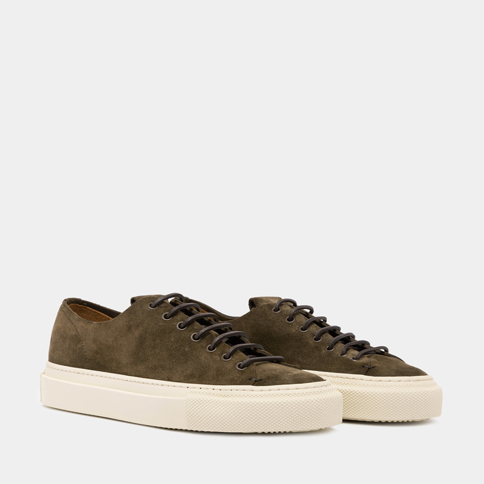 BUTTERO: SNEAKERS TANINO IN SUEDE MILITARE