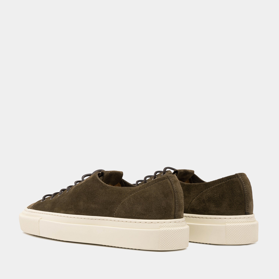 BUTTERO: SNEAKERS TANINO IN SUEDE MILITARE