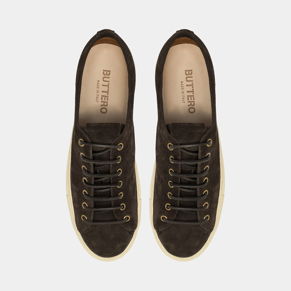 BUTTERO: SNEAKERS TANINO EN DAIM MOKA
