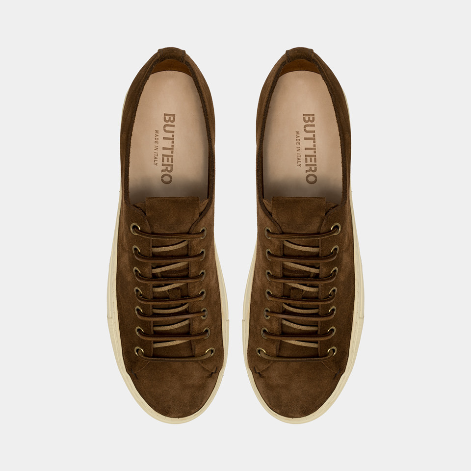 BUTTERO: SNEAKERS TANINO EN DAIM CIGARE