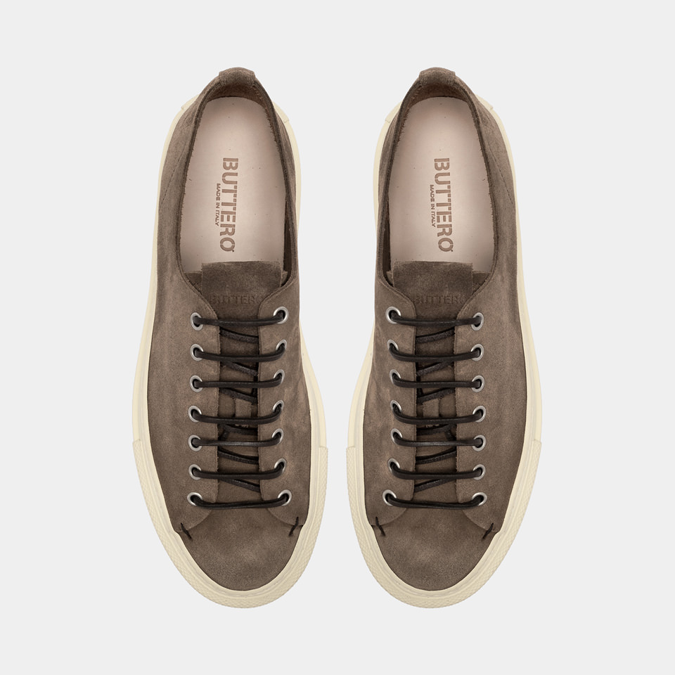 BUTTERO: TANINO SNEAKERS IN TOBACCO BROWN SUEDE 