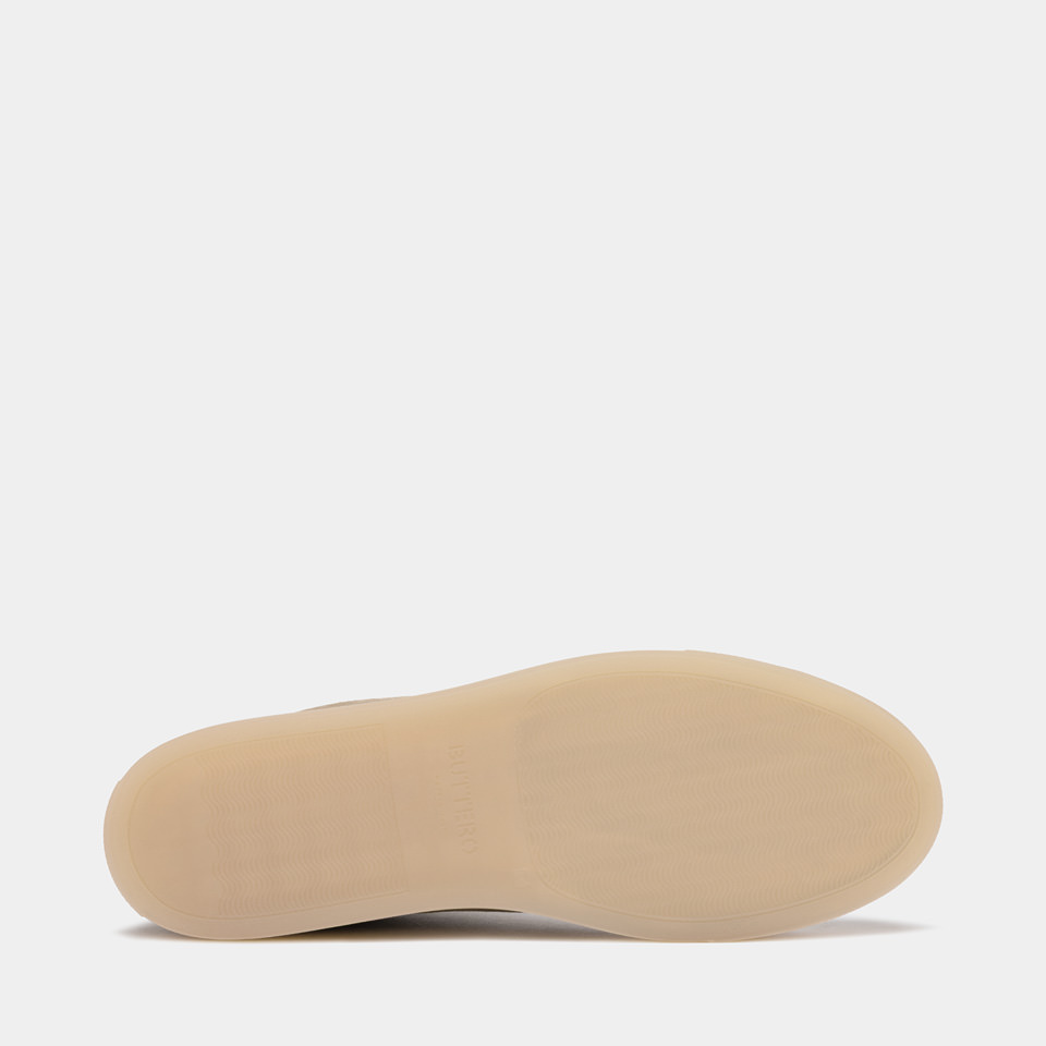 BUTTERO: TANINO MID TOP SNEAKERS IN BEIGE SUEDE