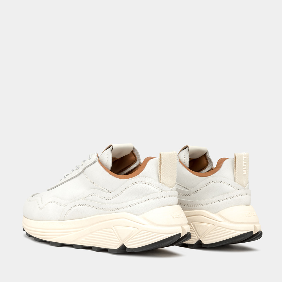 BUTTERO: VINCI SNEAKERS IN WHITE BIANCHETTO LEATHER