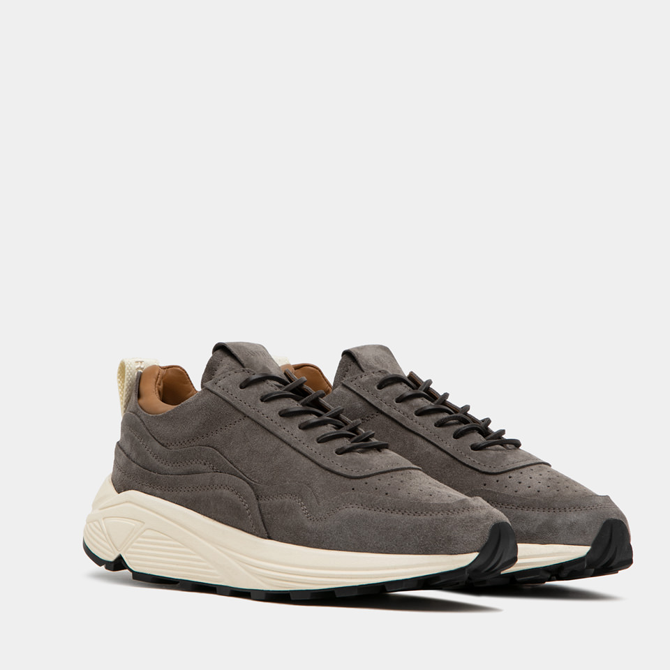 BUTTERO: VINCI SNEAKERS IN TAUPE GRAY SUEDE