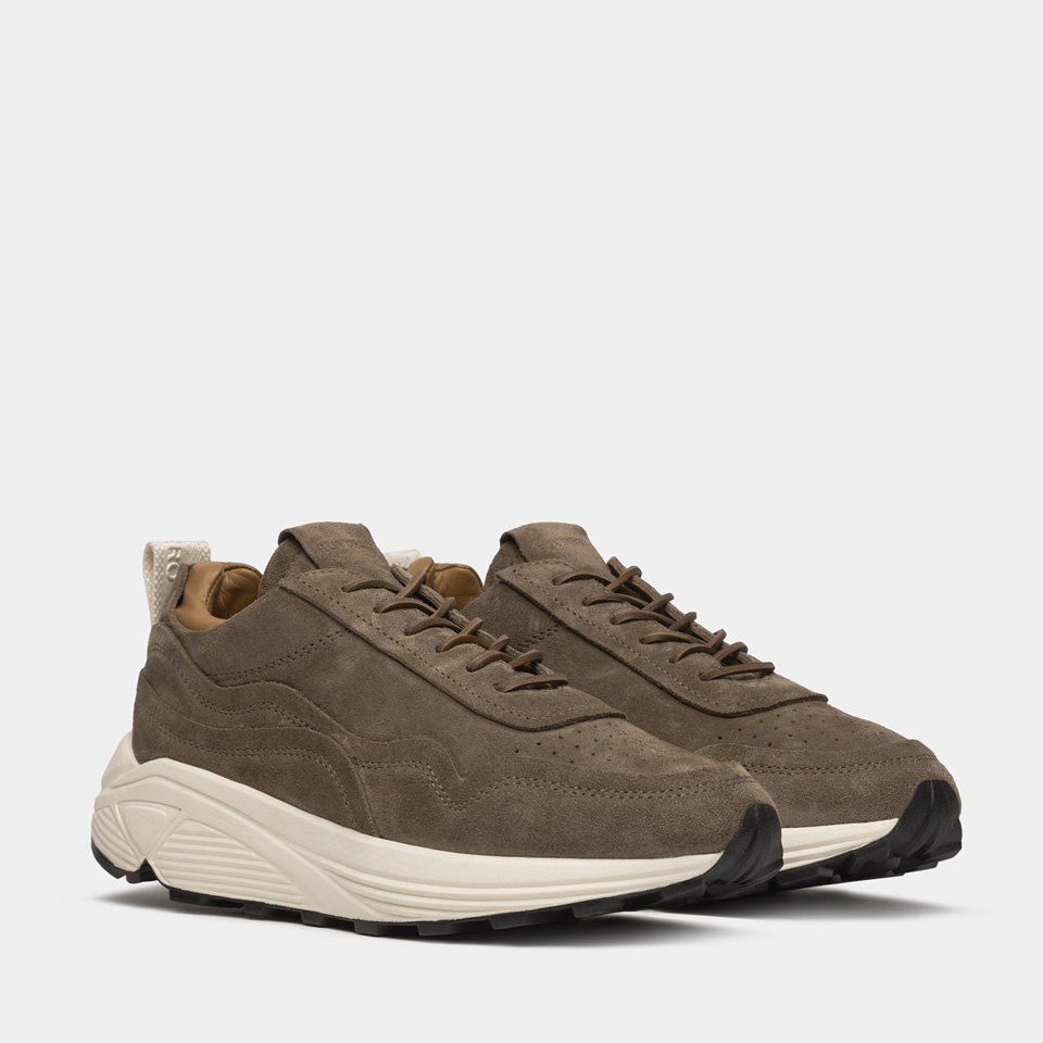 BUTTERO: SNEAKERS VINCI IN SUEDE TABACCO