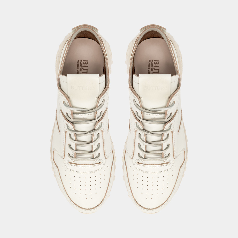 BUTTERO: SNEAKERS VINCI X IN PELLE BIANCO