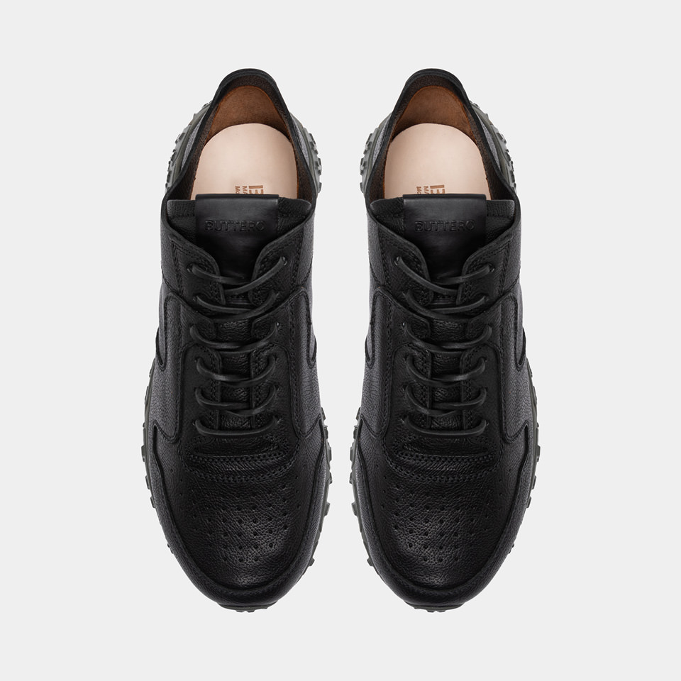 BUTTERO: VINCI X SNEAKERS IN BLACK LEATHER