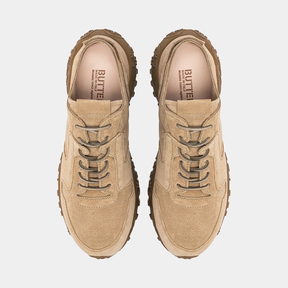 BUTTERO: SNEAKERS VINCI X IN SUEDE BEIGE