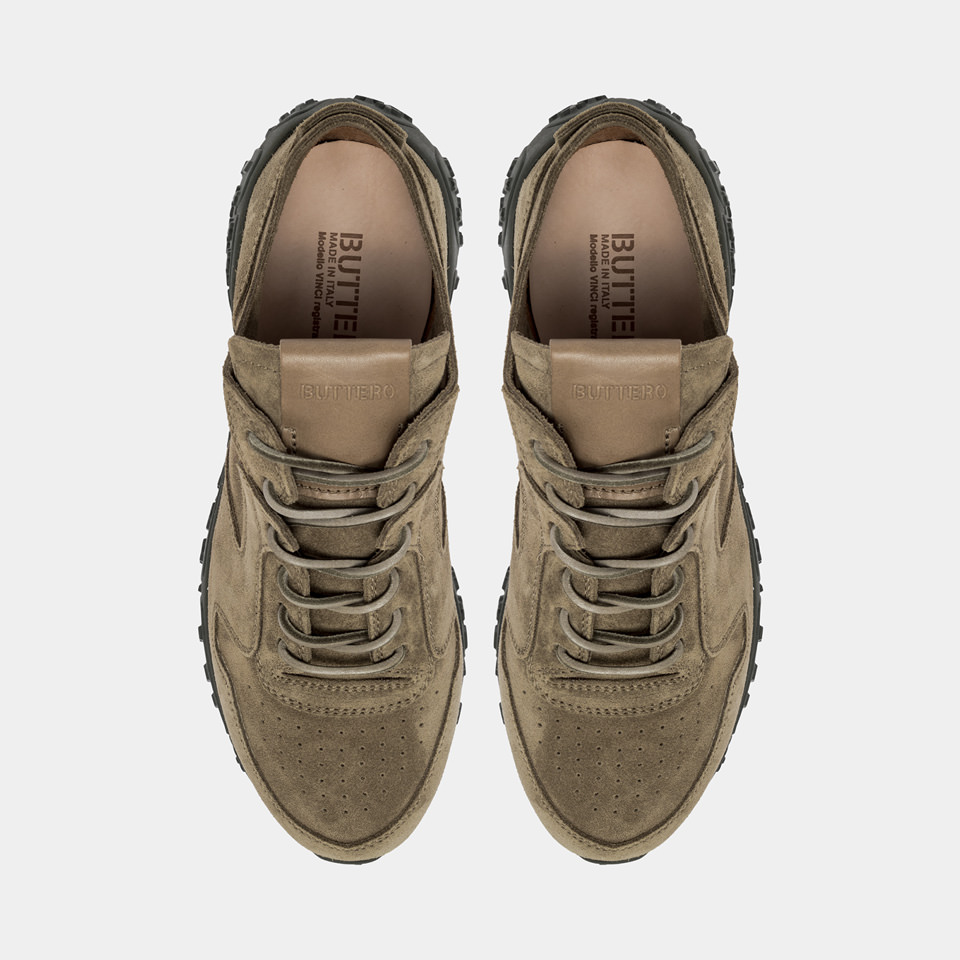 BUTTERO: VINCI X SNEAKERS IN LEAD GRAY SUEDE