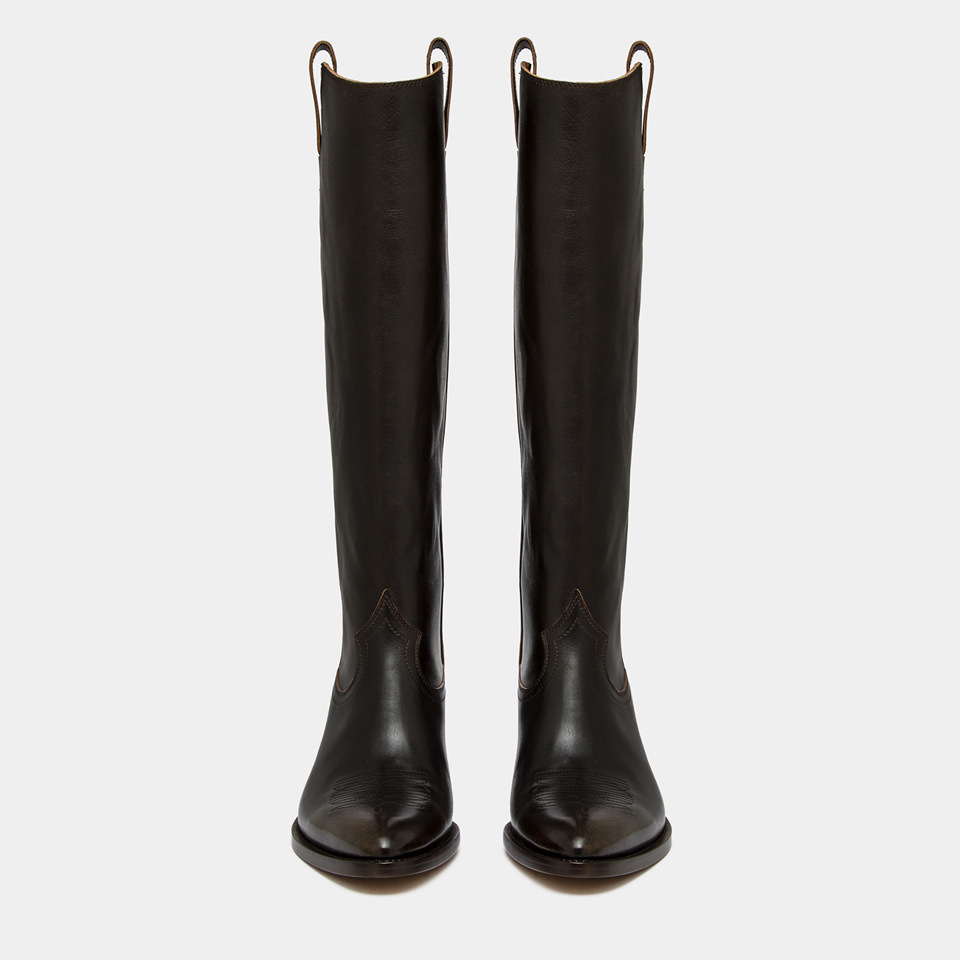 BUTTERO: STIVALE ANNIE IN CUOIO AGED COLORE NOCE