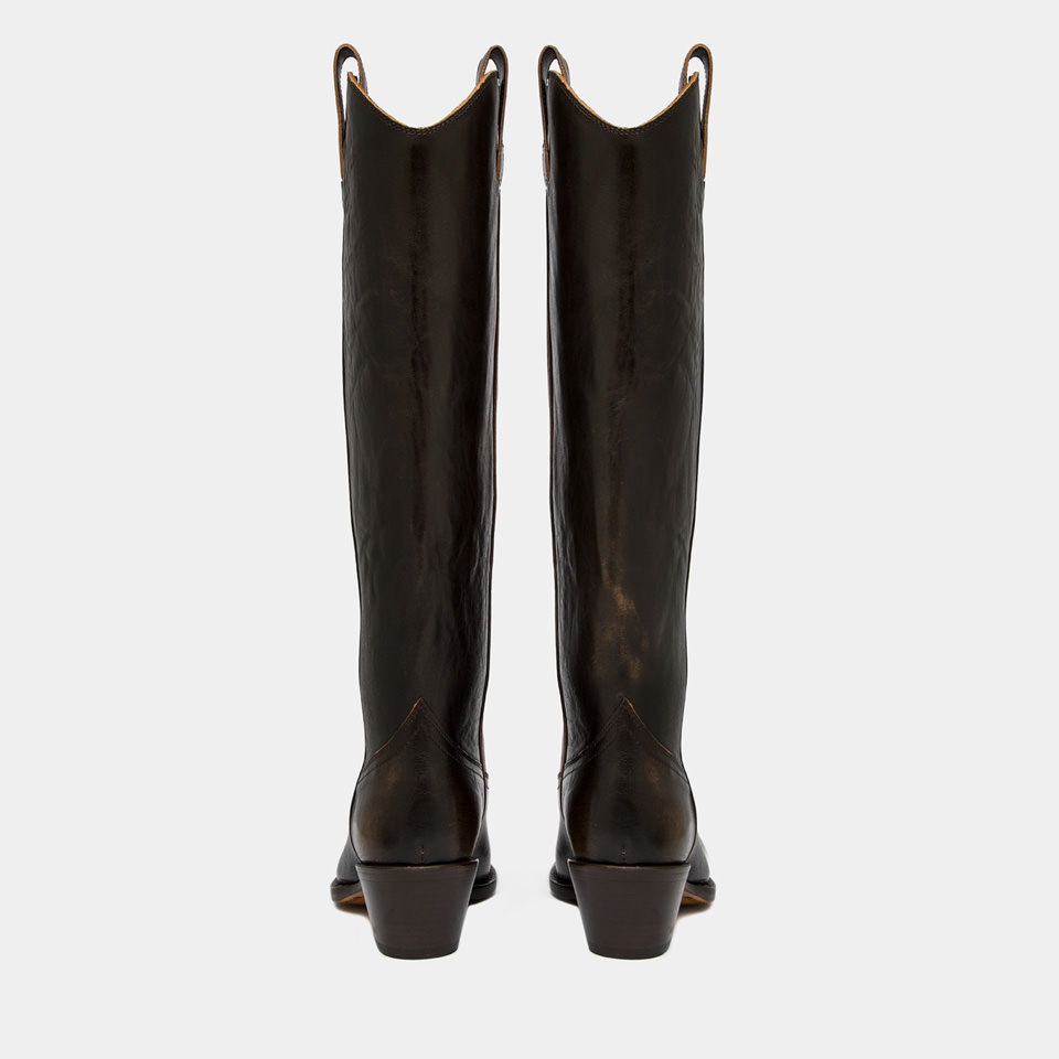 BUTTERO: STIVALE ANNIE IN CUOIO AGED COLORE NOCE
