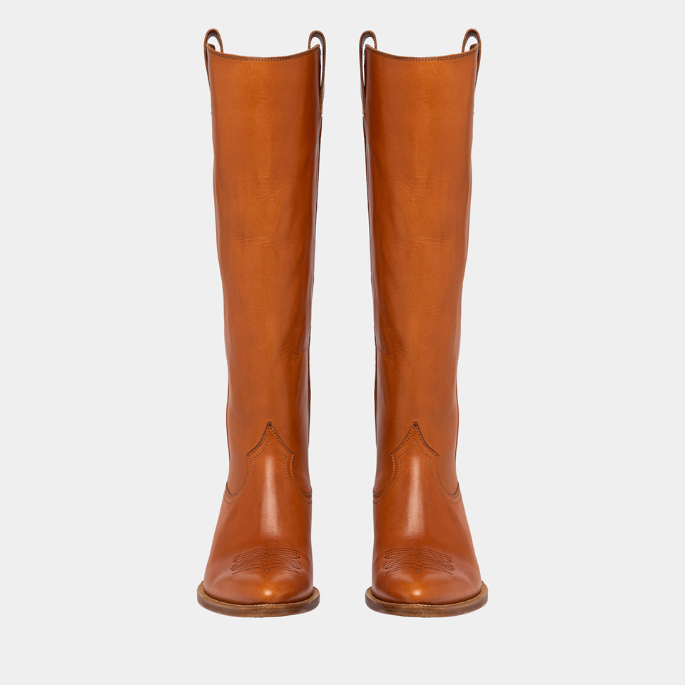 BUTTERO: ANNIE BOOTS IN NATURAL LEATHER COLOR HONEY