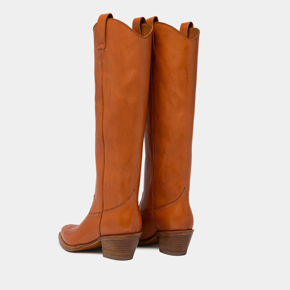 BUTTERO: ANNIE BOOTS IN NATURAL LEATHER COLOR HONEY