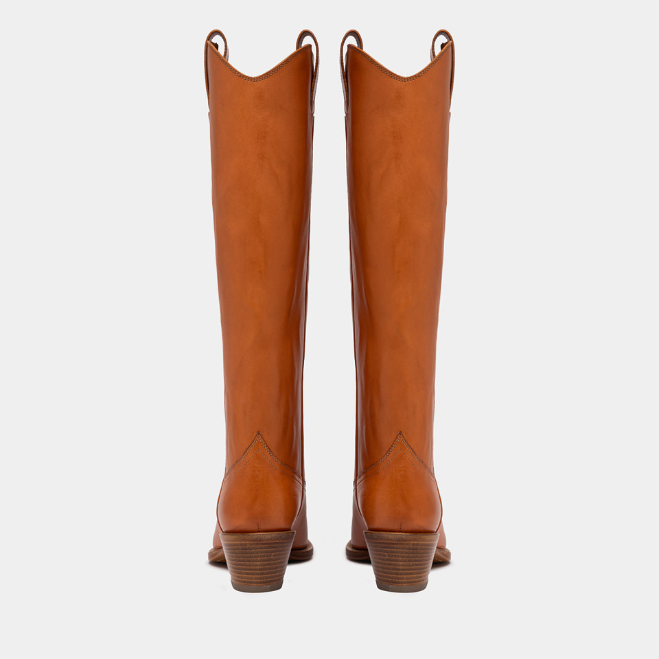 BUTTERO: ANNIE BOOTS IN NATURAL LEATHER COLOR HONEY