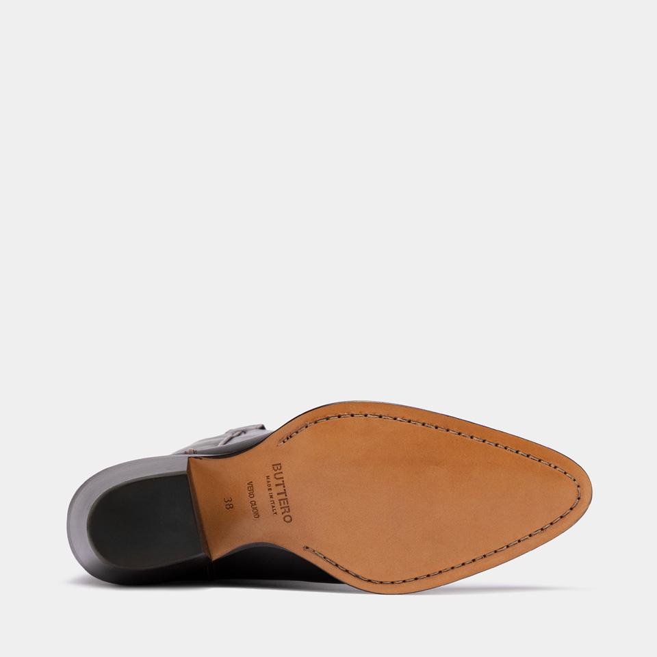 BUTTERO: BOTTE ANNIE EN CUIR AGED NUANCE NOYER