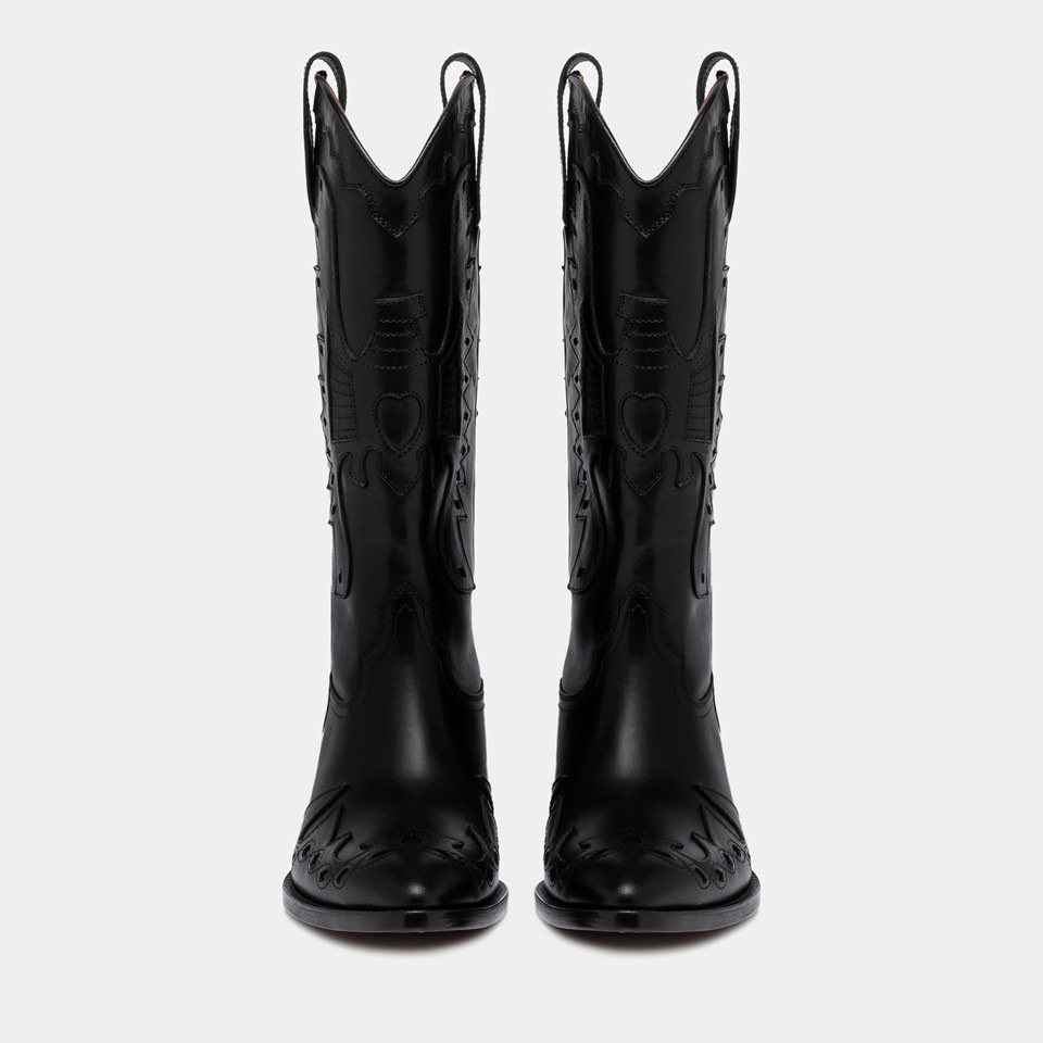 BUTTERO: ANNIE BOOTS IN BLACK LEATHER
