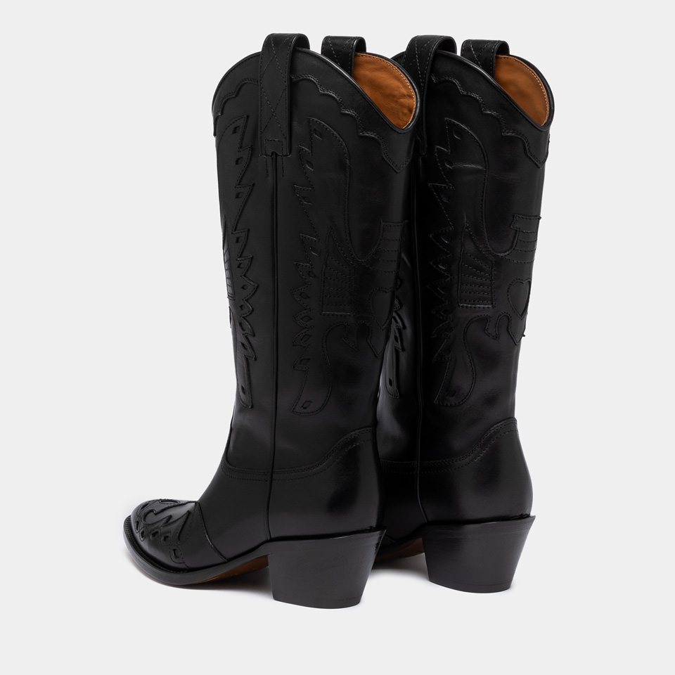 BUTTERO: ANNIE BOOTS IN BLACK LEATHER